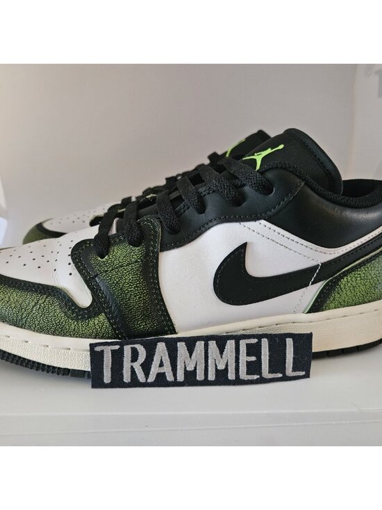Nike Air Jordan 1 Low Green Crackle Black White Men’s Size 7Y main image 4